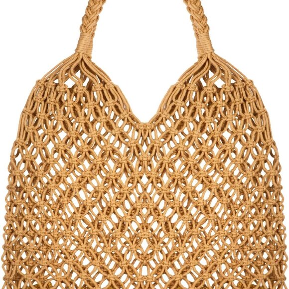 Cotton Rope Beach Bag Large Capacity Woven Macrame Shoulder Purse for Women - Picture 1 of 7
